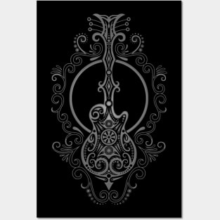 Intricate Dark Electric Guitar Design Posters and Art